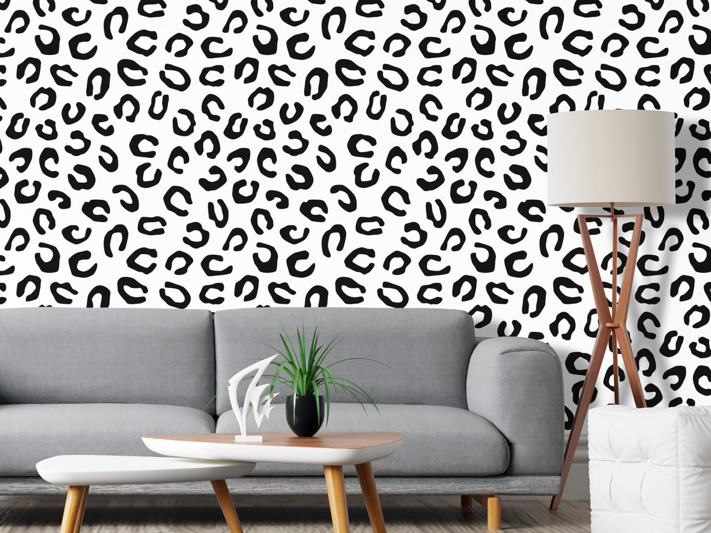 Removable Wallpaper, Black and White Abstract Design - Peel & Stick, Reusable, Self Adhesive, 26 Inch Fixed Panels EZ Install Seamless