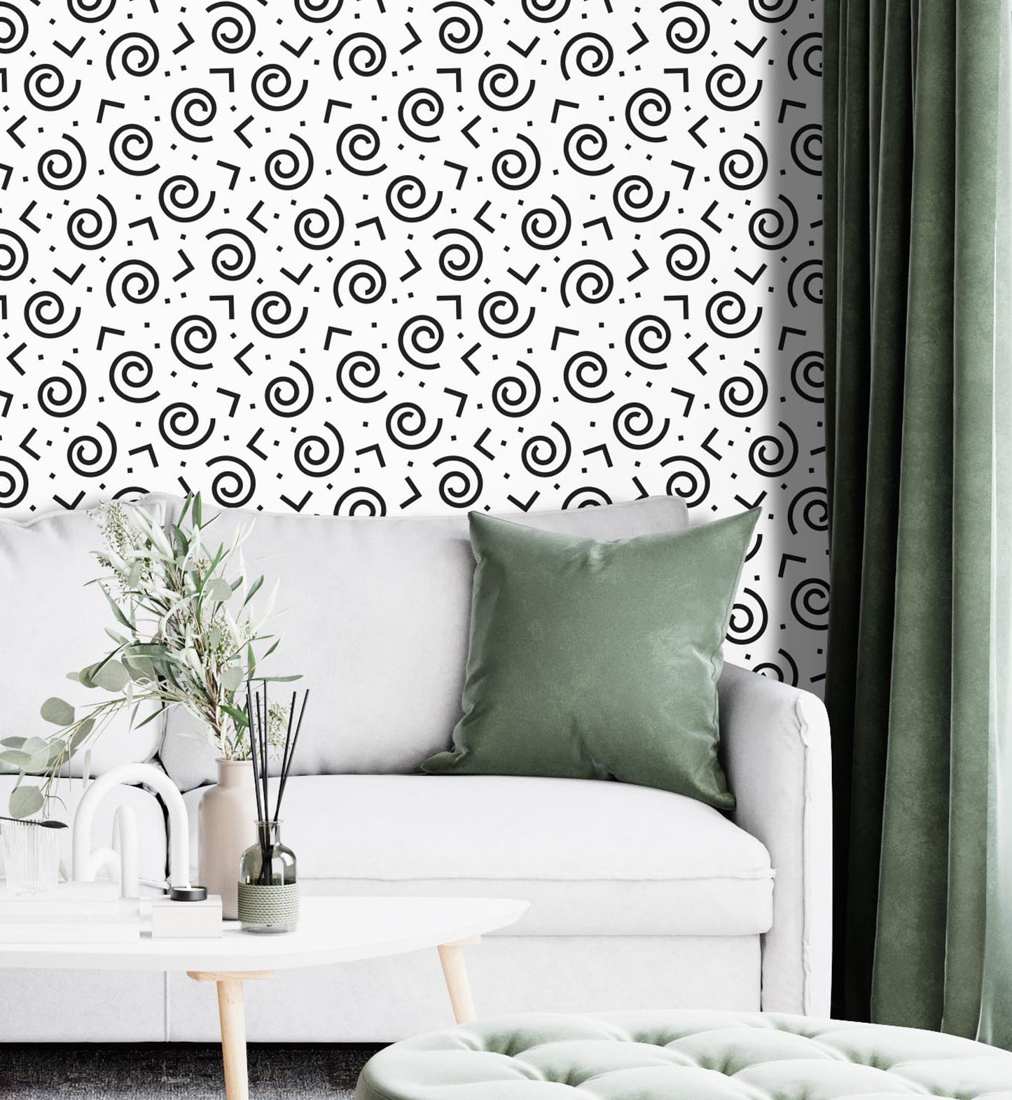 Removable Wallpaper, Black and White Doodle Design - Peel & Stick, Reusable, Self Adhesive, 26 Inch Fixed Panels Easy Install, Seamless