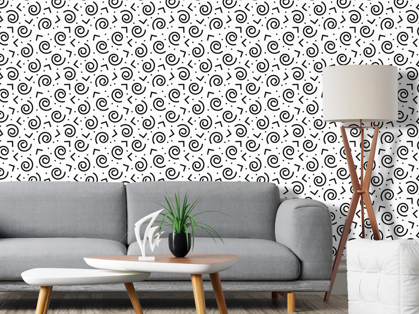 Removable Wallpaper, Black and White Doodle Design - Peel & Stick, Reusable, Self Adhesive, 26 Inch Fixed Panels Easy Install, Seamless