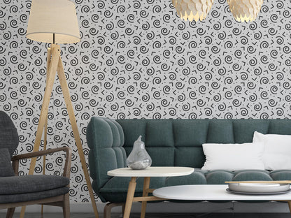 Removable Wallpaper, Black and White Doodle Design - Peel & Stick, Reusable, Self Adhesive, 26 Inch Fixed Panels Easy Install, Seamless