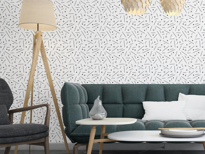 Removable Wallpaper, Black and White Shaped - Peel & Stick, Reusable, Self Adhesive, 26 Inch Fixed Panels Easy Install, Seamless