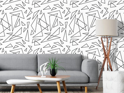 Removable Wallpaper, Abstract Triangle Pattern Peel & Stick, Reusable, Self Adhesive, 26 Inch Fixed Panels Easy Install, Seamless Home Decor