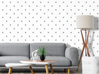 Removable Wallpaper, Black and White XX Pattern - Peel & Stick, Reusable, Self Adhesive, 26 Inch Fixed Panels Easy Install, Seamless