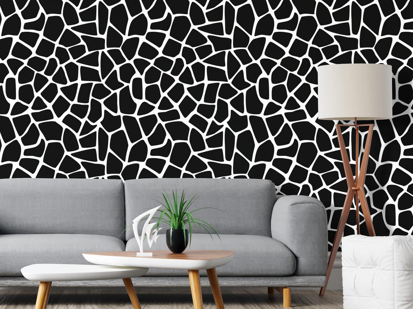 Removable Wallpaper, Black and White Pattern - Peel & Stick, Reusable, Self Adhesive, 26 Inch Fixed Panels, EZ Install, Seamless Design