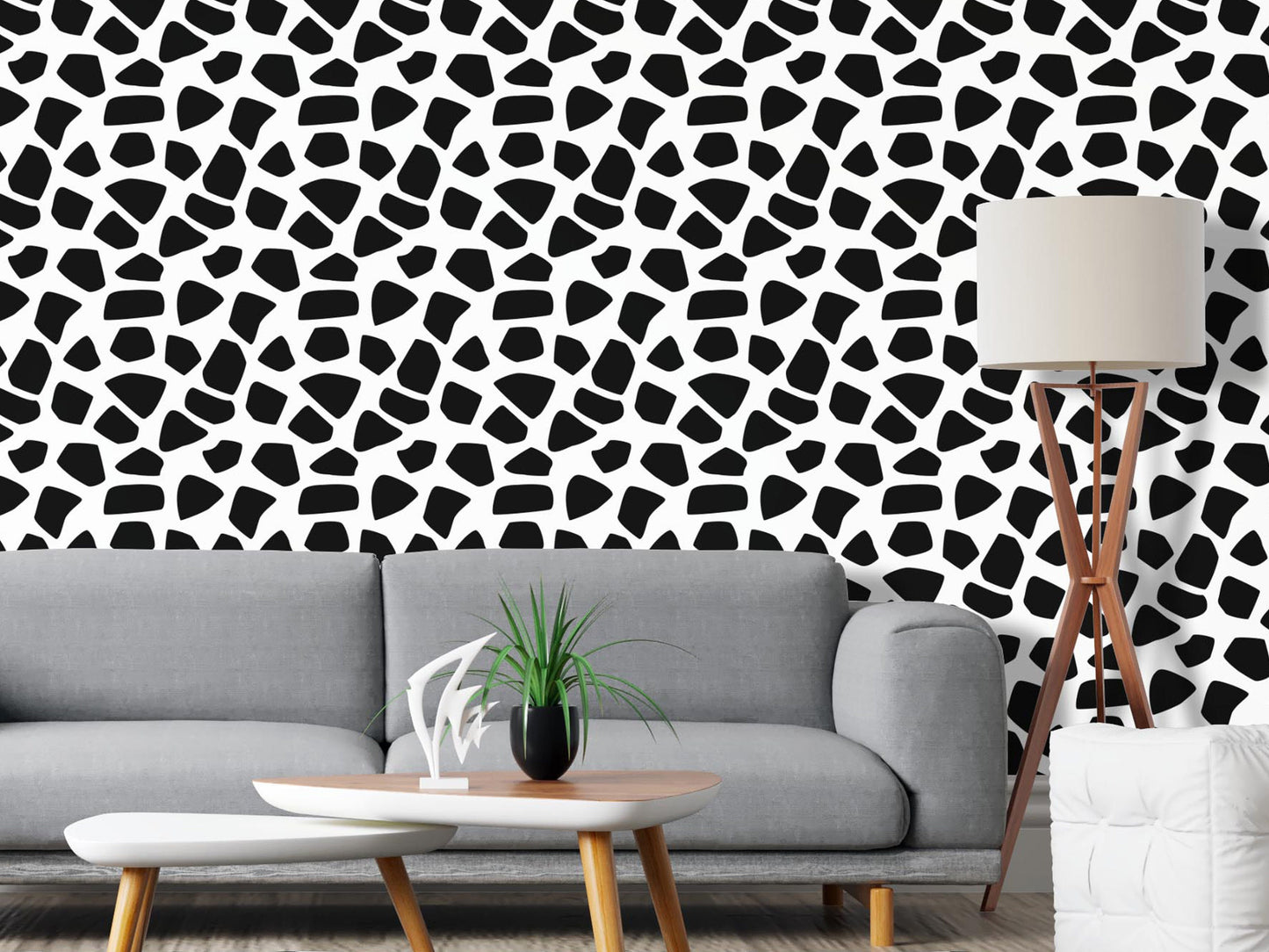 Removable Wallpaper, Black and White Patterns - Peel & Stick, Reusable, Self Adhesive, 26 Inch Fixed Panels, Easy Install, Seamless