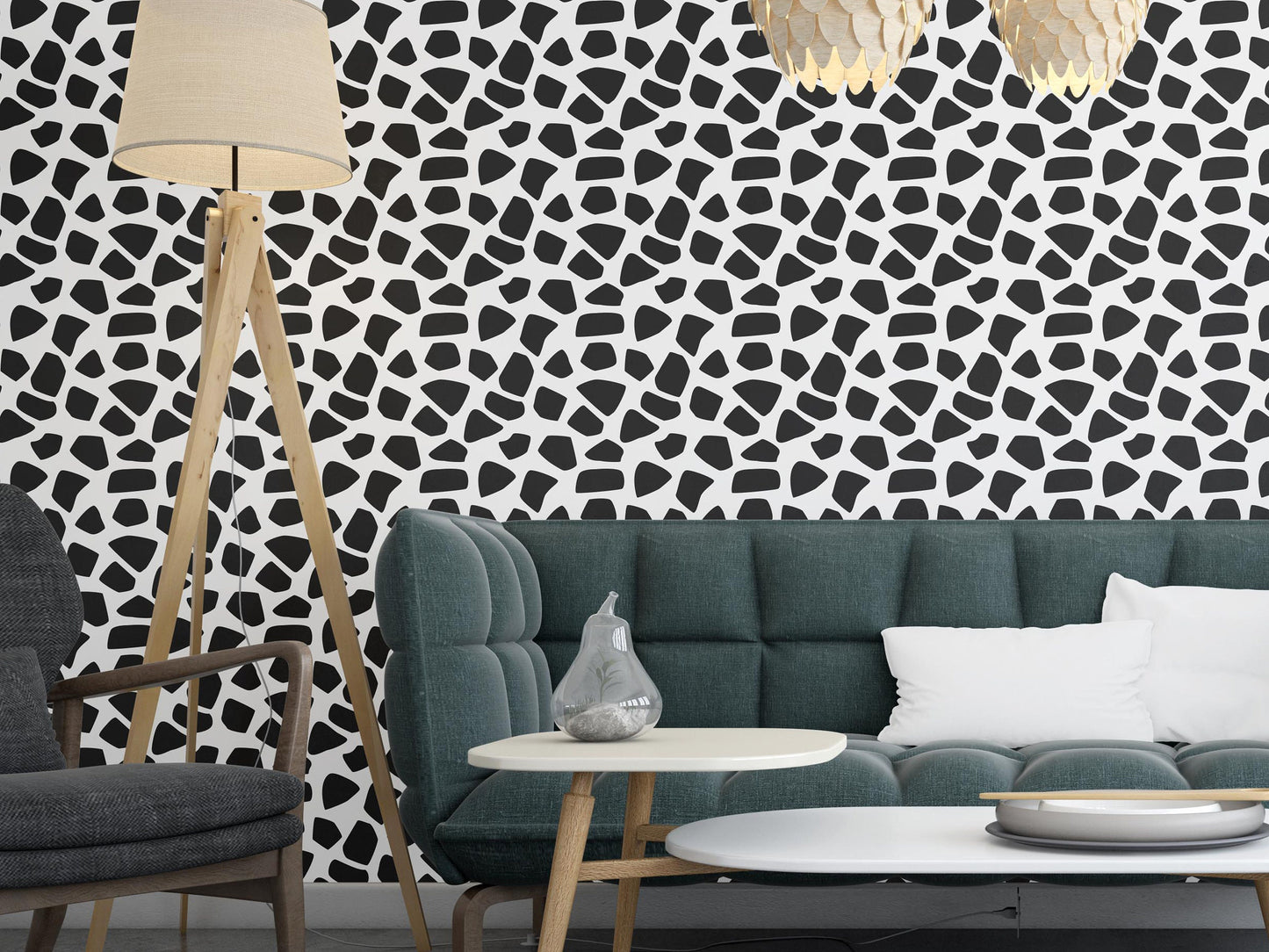 Removable Wallpaper, Black and White Patterns - Peel & Stick, Reusable, Self Adhesive, 26 Inch Fixed Panels, Easy Install, Seamless