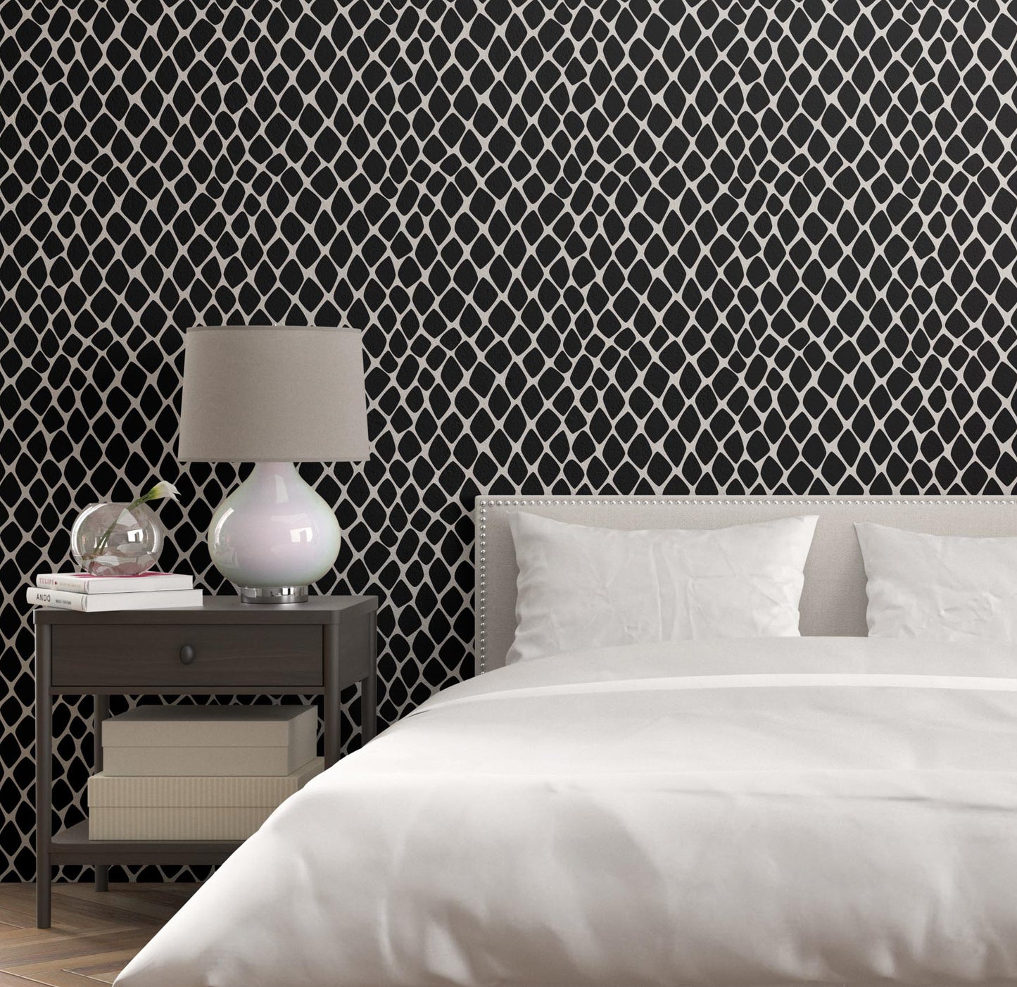 Removable Wallpaper, Black and White Animal Skin Pattern - Peel & Stick, Reusable, Self Adhesive, 26 Inch Fixed Panels EZ Install Seamless