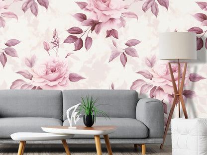 Removable Wallpaper, Pink Rose - Peel & Stick, Reusable, Self Adhesive, 26 Inch Fixed Panels, Easy Install, Seamless