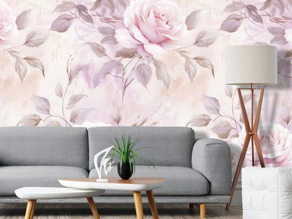 Removable Wallpaper, Pink and Purple Rose - Peel & Stick, Reusable, Self Adhesive, 26 Inch Fixed Panels, Easy Install, Seamless