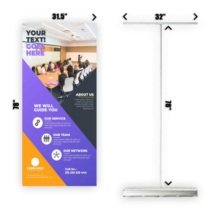 Retractable Banner Stand - P.O.P. Roll Up Banner Display - 78" X 31.5" - Banner Sign - Send Message To Customize