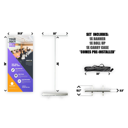 Retractable Banner Stand - P.O.P. Roll Up Banner Display - 78" X 31.5" - Banner Sign - Send Message To Customize