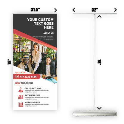 Retractable Banner Stand - P.O.P. Roll Up Banner Display - 78" X 31.5" - Banner Sign - Send Message To Customize