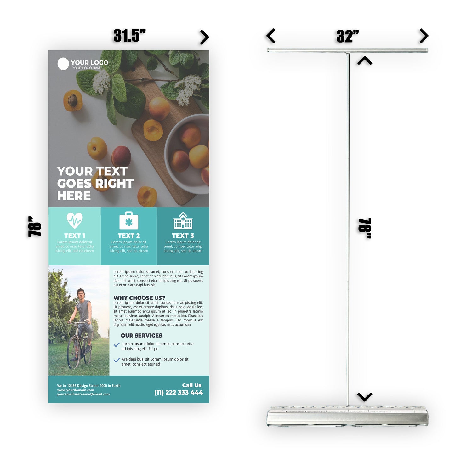 Retractable Banner Stand - P.O.P. Roll Up Banner Display - 78" X 31.5" - Banner Sign - Send Message To Customize