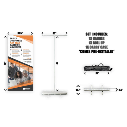 Retractable Banner Stand - P.O.P. Roll Up Banner Display - 78" X 31.5" - Banner Sign - Send Message To Customize