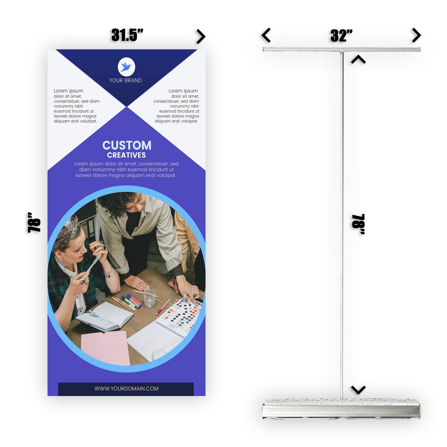 Retractable Banner Stand - P.O.P. Roll Up Banner Display - 78" X 31.5" - Banner Sign - Send Message To Customize