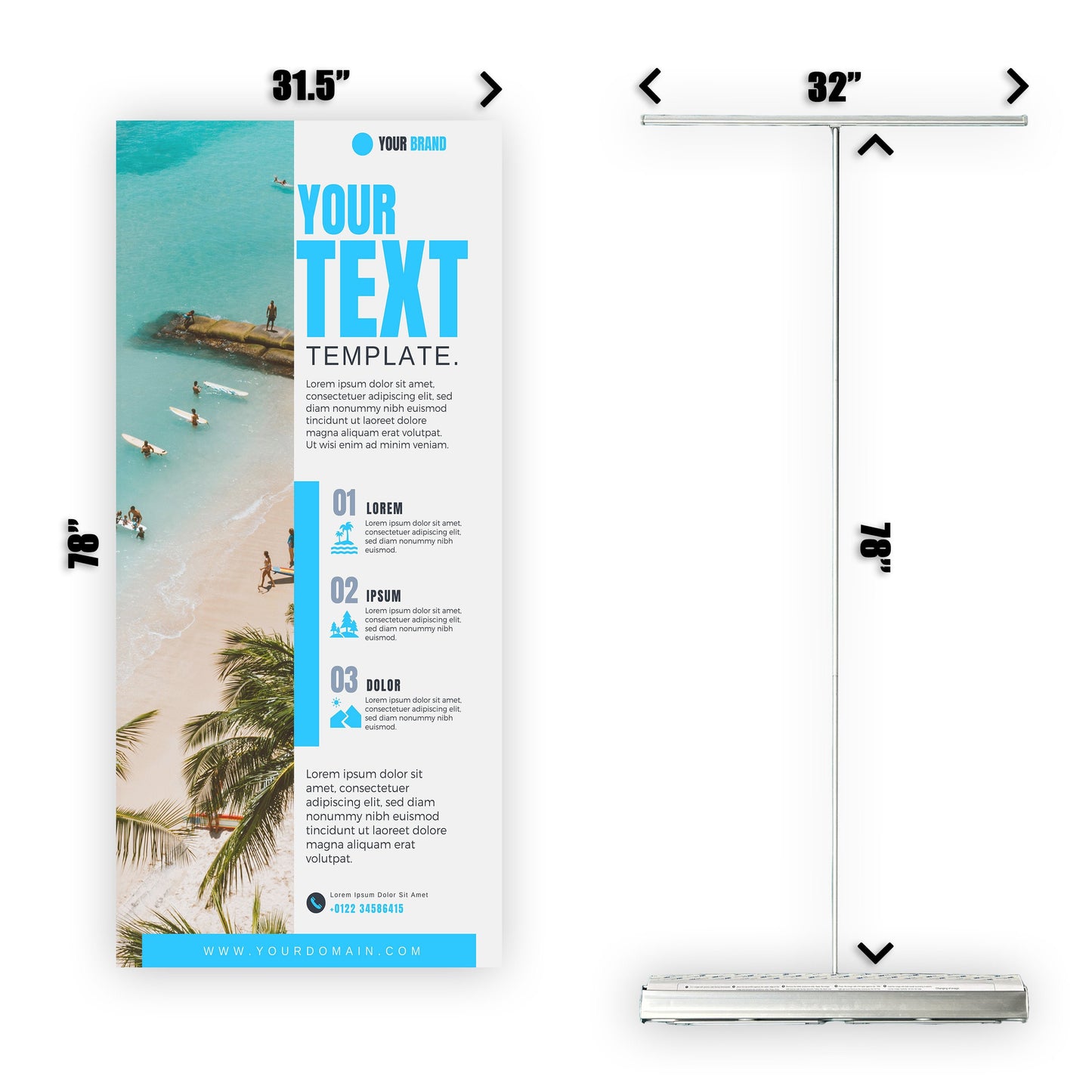 Retractable Banner Stand - P.O.P. Roll Up Banner Display - 78" X 31.5" - Banner Sign - Send Message To Customize