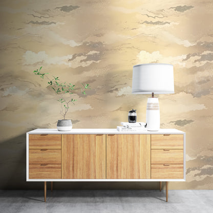 Removable Wallpaper, Minimalist Gold Background - Peel & Stick, Reusable, Self Adhesive, 26" Panels, Easy Install, Seamless