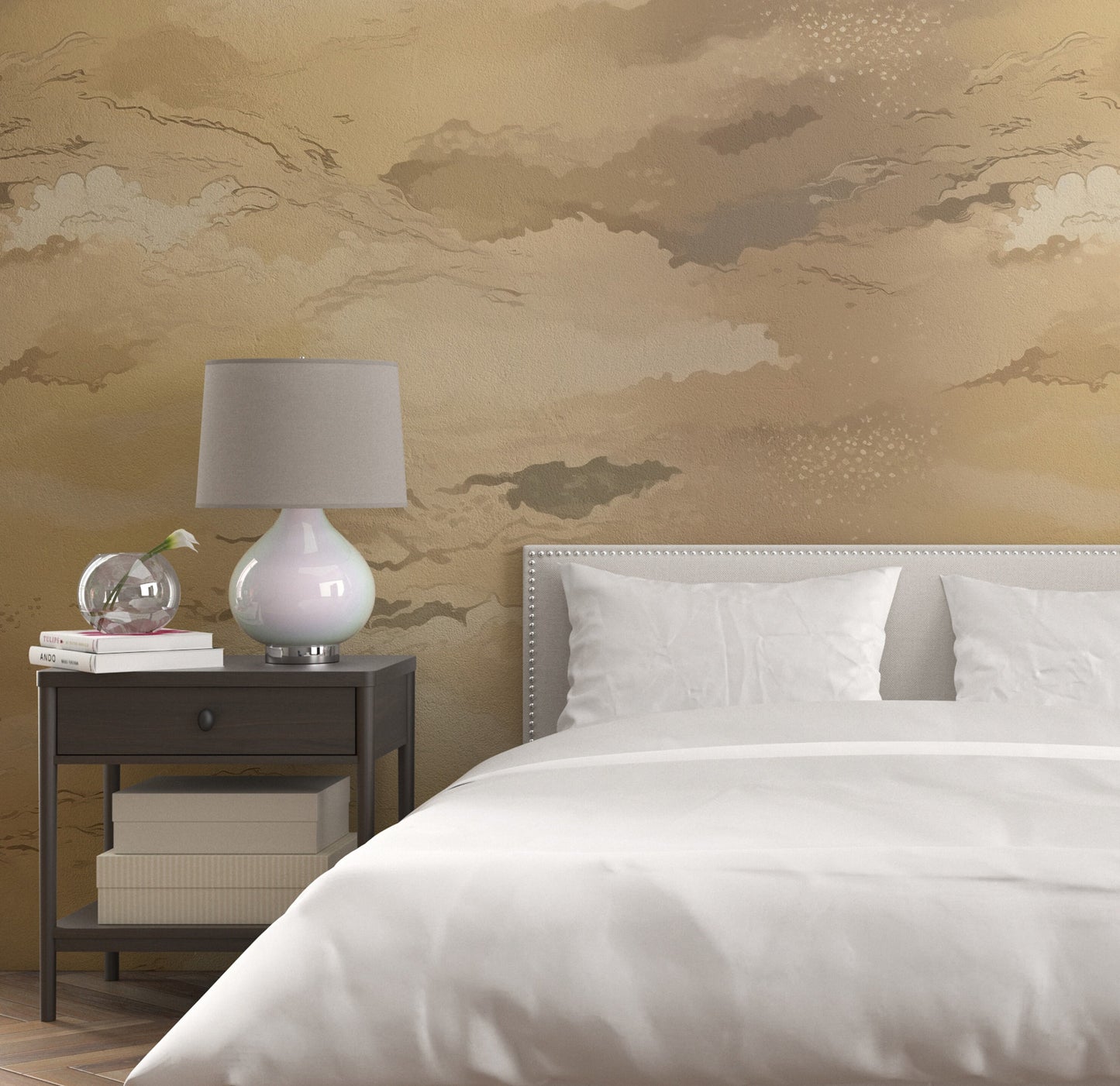 Removable Wallpaper, Minimalist Gold Background - Peel & Stick, Reusable, Self Adhesive, 26" Panels, Easy Install, Seamless