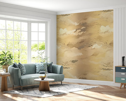 Removable Wallpaper, Minimalist Gold Background - Peel & Stick, Reusable, Self Adhesive, 26" Panels, Easy Install, Seamless