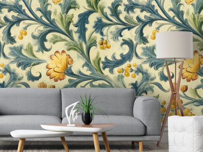 Removable Wallpaper, Beautiful Colorful Floral - Peel & Stick, Reusable, Self Adhesive, 26" Panels, Easy Install, Seamless