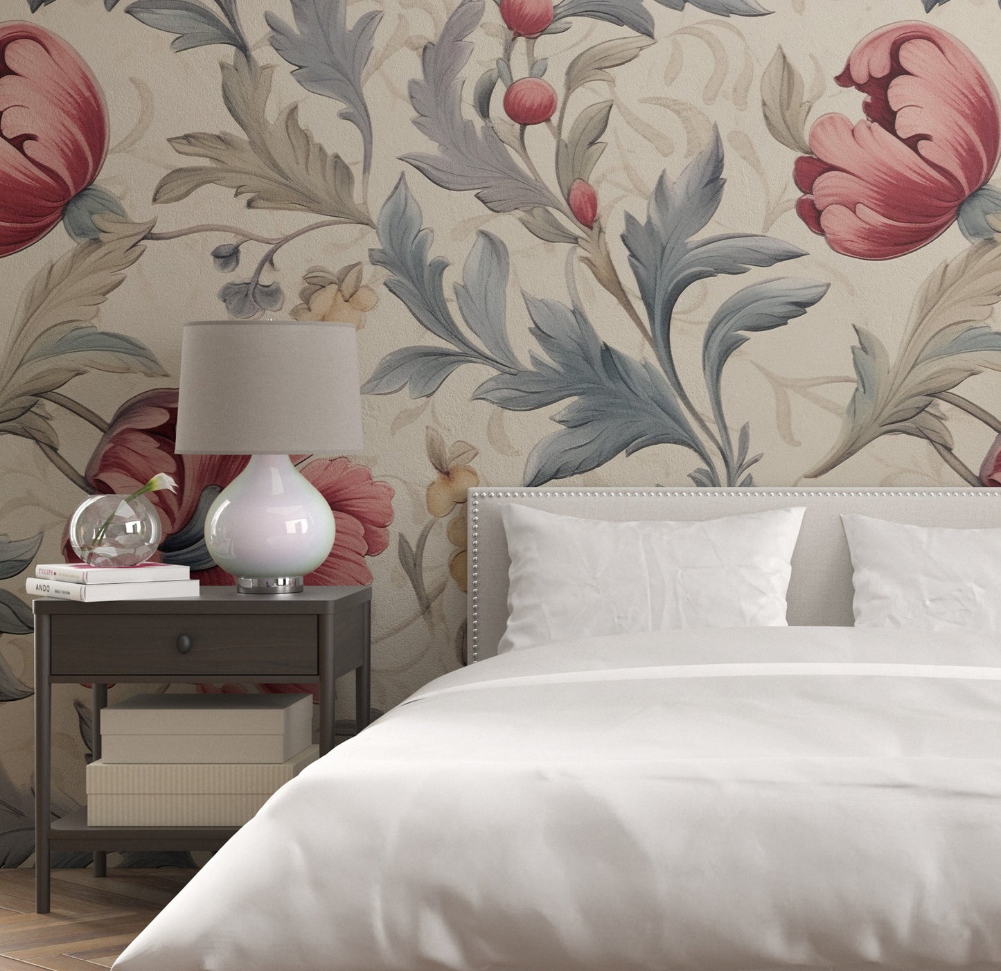 Removable Wallpaper, Beautiful Floral Colorful - Peel & Stick, Reusable, Self Adhesive, 26" Panels, Easy Install, Seamless