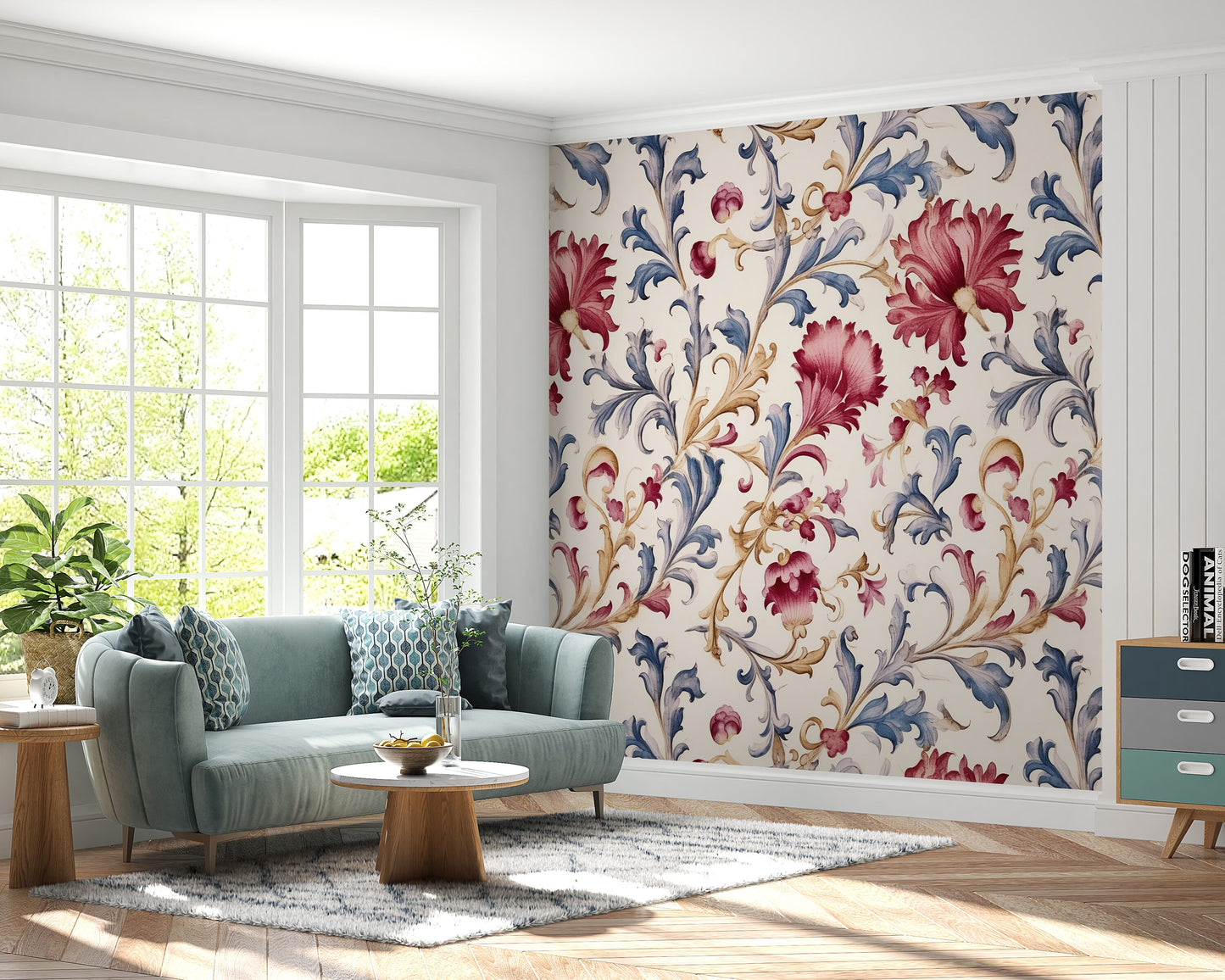 Removable Wallpaper, Cute Floral Colorful - Peel & Stick, Reusable, Self Adhesive, 26" Panels, Easy Install, Seamless