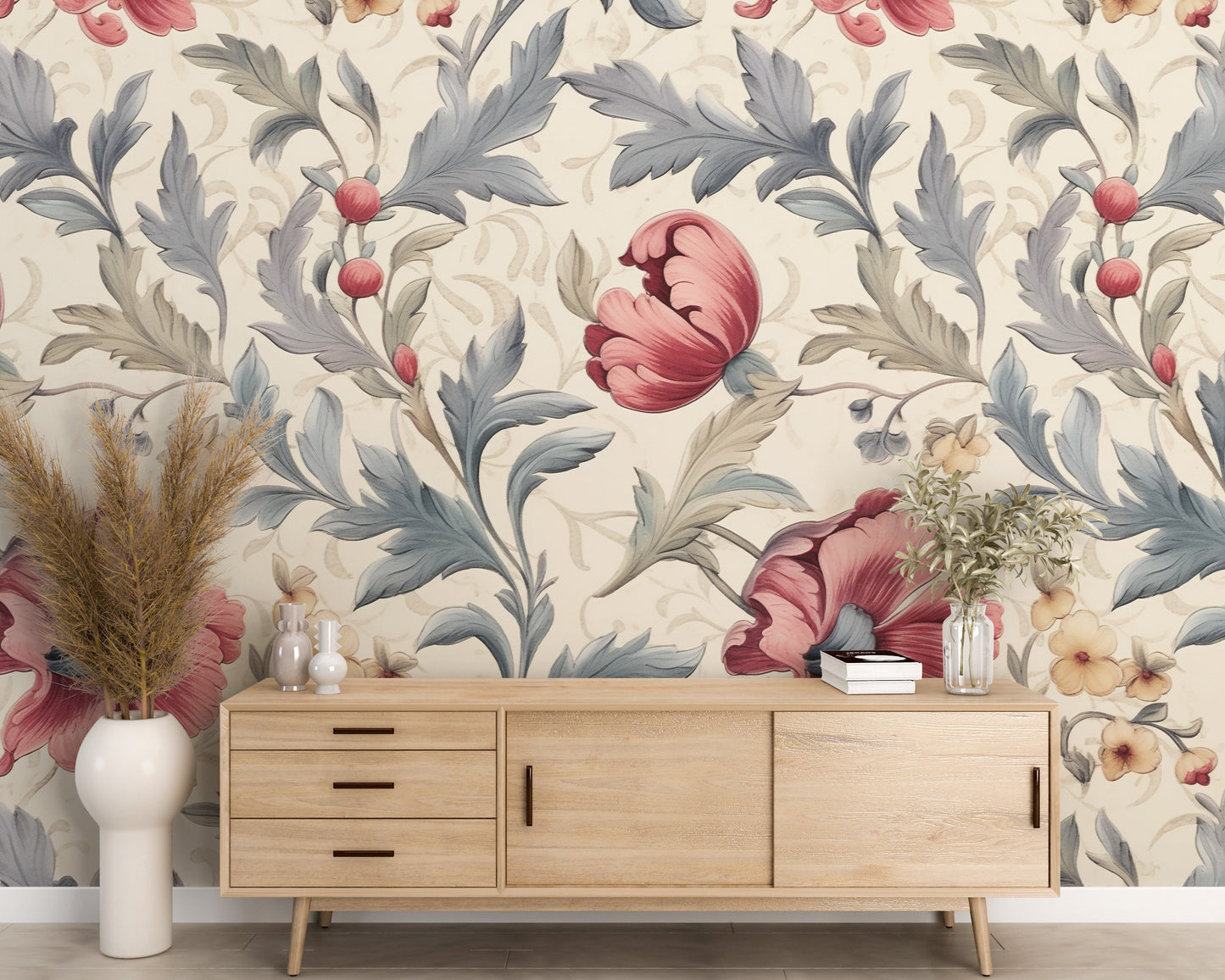 Removable Wallpaper, Beautiful Floral Colorful - Peel & Stick, Reusable, Self Adhesive, 26" Panels, Easy Install, Seamless