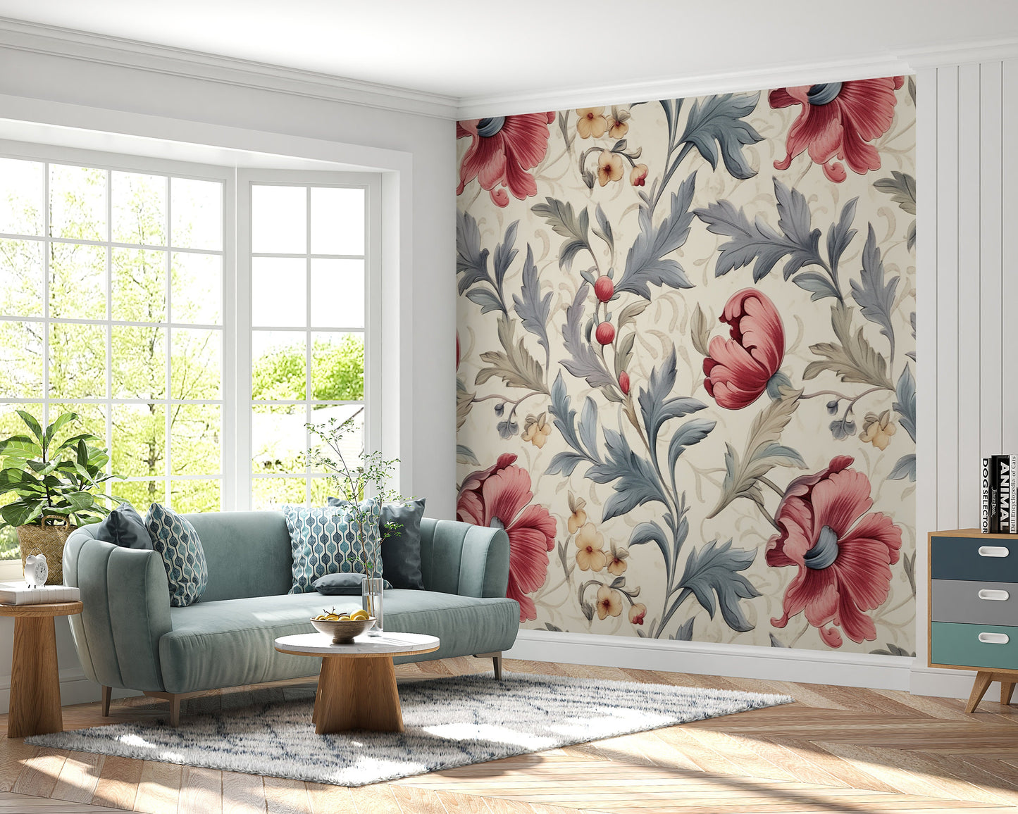 Removable Wallpaper, Beautiful Floral Colorful - Peel & Stick, Reusable, Self Adhesive, 26" Panels, Easy Install, Seamless