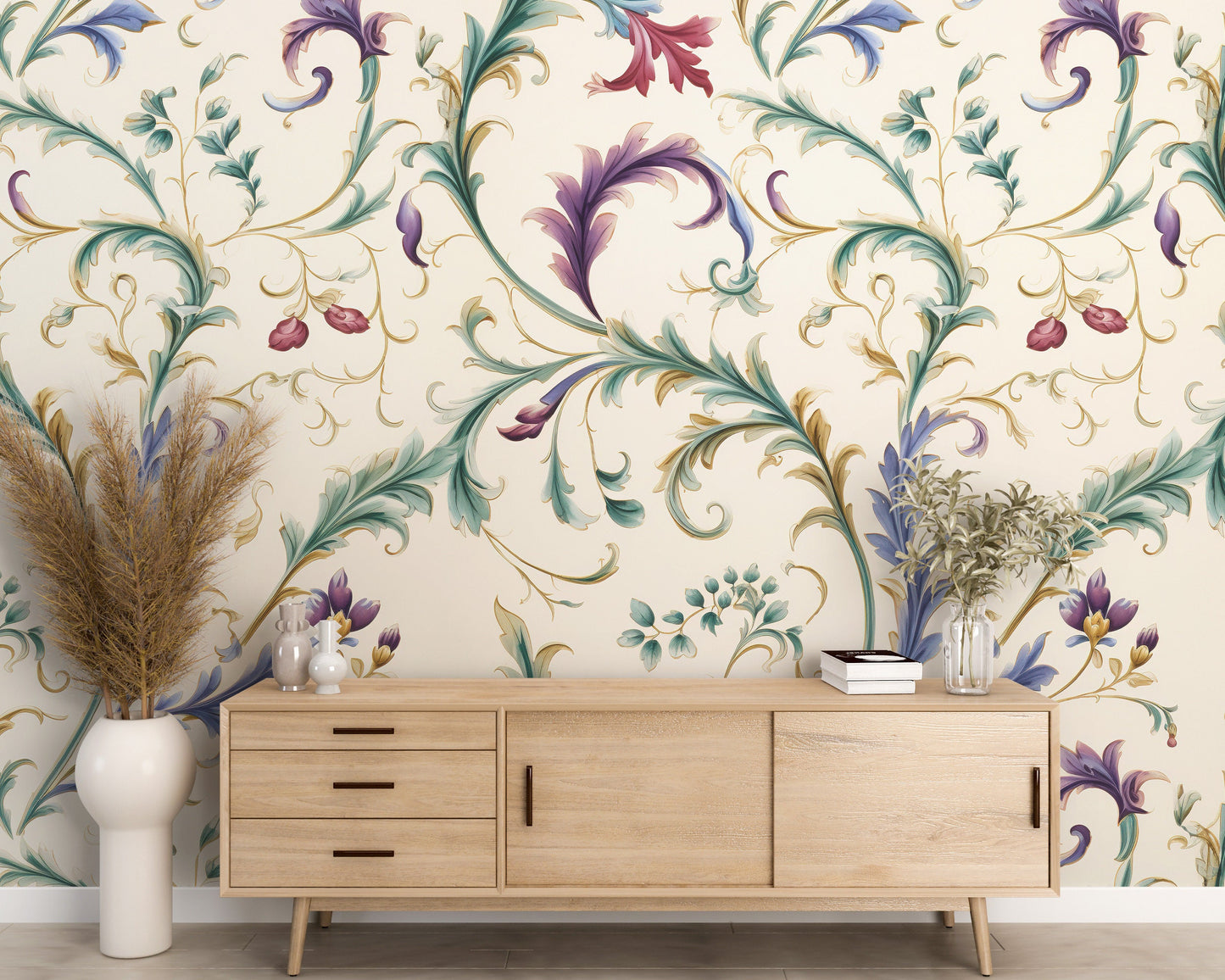 Removable Wallpaper, Floral Beautiful Colorful - Peel & Stick, Reusable, Self Adhesive, 26" Panels, Easy Install, Seamless