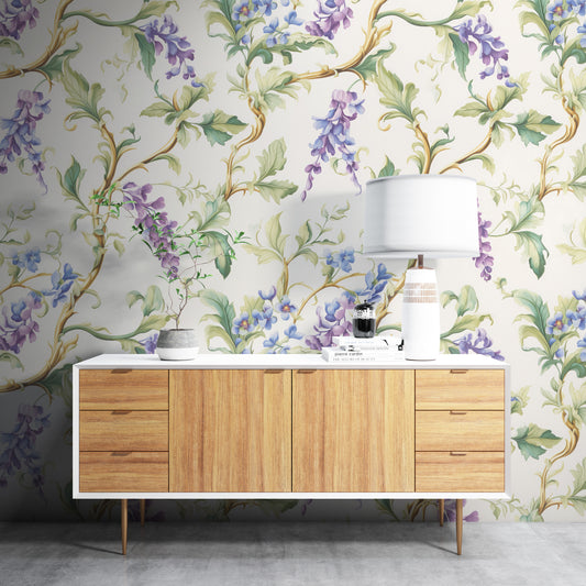 Removable Wallpaper, Colorful Floral - Peel & Stick, Reusable, Self Adhesive, 26" Panels, Easy Install, Seamless