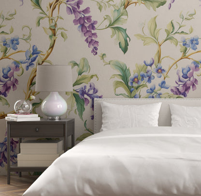 Removable Wallpaper, Colorful Floral - Peel & Stick, Reusable, Self Adhesive, 26" Panels, Easy Install, Seamless