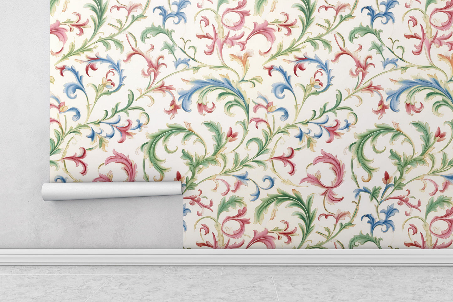 Floral Flower Colorful, Removable Wallpaper - Peel & Stick, Reusable, Self Adhesive, 26" Panels, Easy Install, Seamless