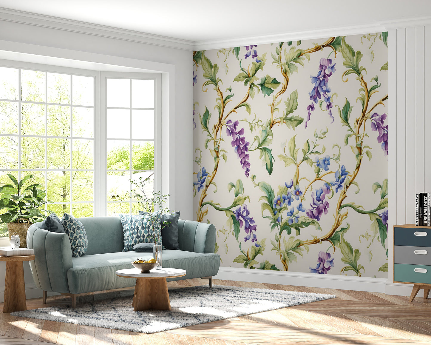 Removable Wallpaper, Colorful Floral - Peel & Stick, Reusable, Self Adhesive, 26" Panels, Easy Install, Seamless