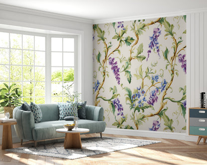 Removable Wallpaper, Colorful Floral - Peel & Stick, Reusable, Self Adhesive, 26" Panels, Easy Install, Seamless