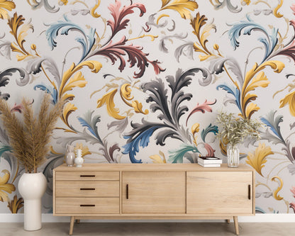 Removable Wallpaper, Flower Floral Colorful - Peel & Stick, Reusable, Self Adhesive, 26" Panels, Easy Install, Seamless