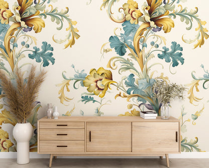 Floral Colorful Design Removable Wallpaper - Peel & Stick, Reusable, Self Adhesive, 26" Panels, Easy Install, Seamless