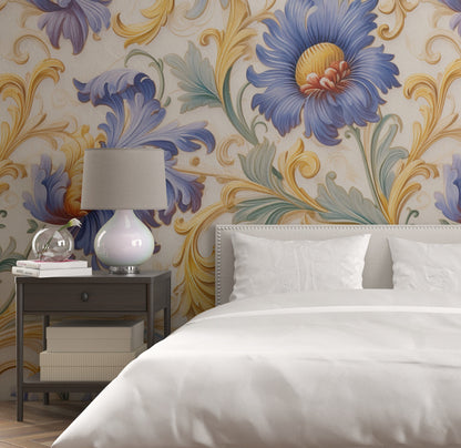 Removable Wallpaper, Floral Design Colorful - Peel & Stick, Reusable, Self Adhesive, 26" Panels, Easy Install, Seamless