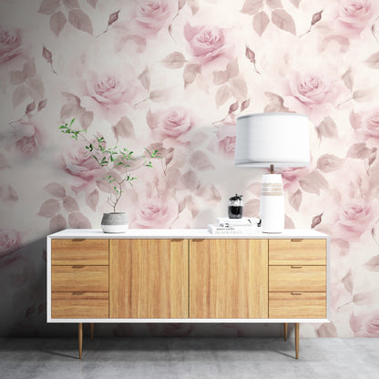 Removable Wallpaper, Beautiful Pink Floral Flower - Peel & Stick, Reusable, Self Adhesive, 26" Panels, Easy Install, Seamless