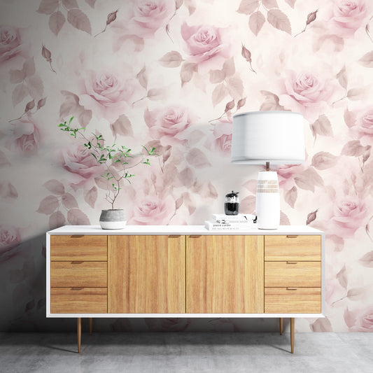 Removable Wallpaper, Beautiful Pink Floral Flower - Peel & Stick, Reusable, Self Adhesive, 26" Panels, Easy Install, Seamless