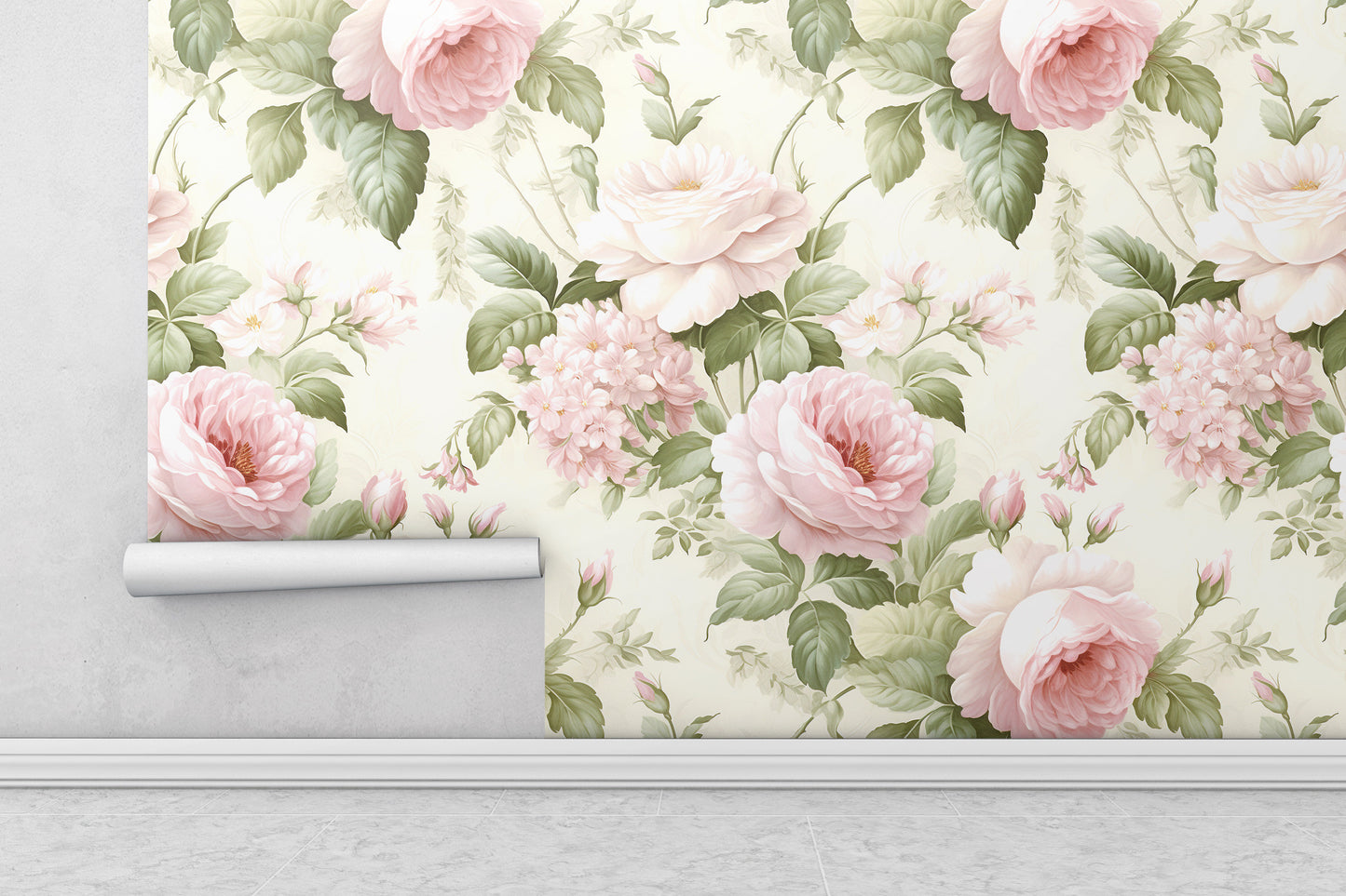 Removable Wallpaper, Pink Floral Cute Flower - Peel & Stick, Reusable, Self Adhesive, 26" Panels, Easy Install, Seamless