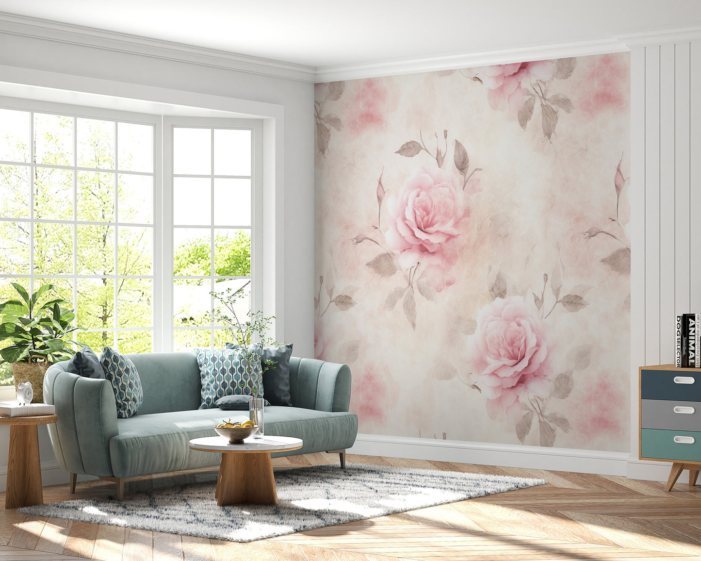 Removable Wallpaper, Cute Pink Floral Flower - Peel & Stick, Reusable, Self Adhesive, 26" Panels, Easy Install, Seamless