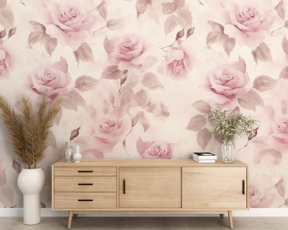 Removable Wallpaper, Beautiful Pink Floral Flower - Peel & Stick, Reusable, Self Adhesive, 26" Panels, Easy Install, Seamless