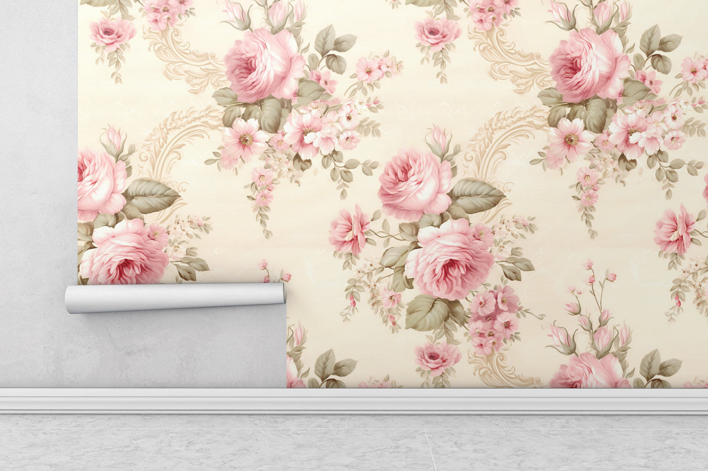 Removable Wallpaper, Pink Floral Beautiful Flower - Peel & Stick, Reusable, Self Adhesive, 26" Panels, Easy Install, Seamless