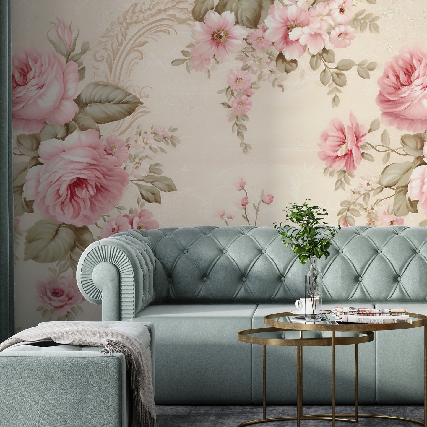 Removable Wallpaper, Pink Floral Beautiful Flower - Peel & Stick, Reusable, Self Adhesive, 26" Panels, Easy Install, Seamless