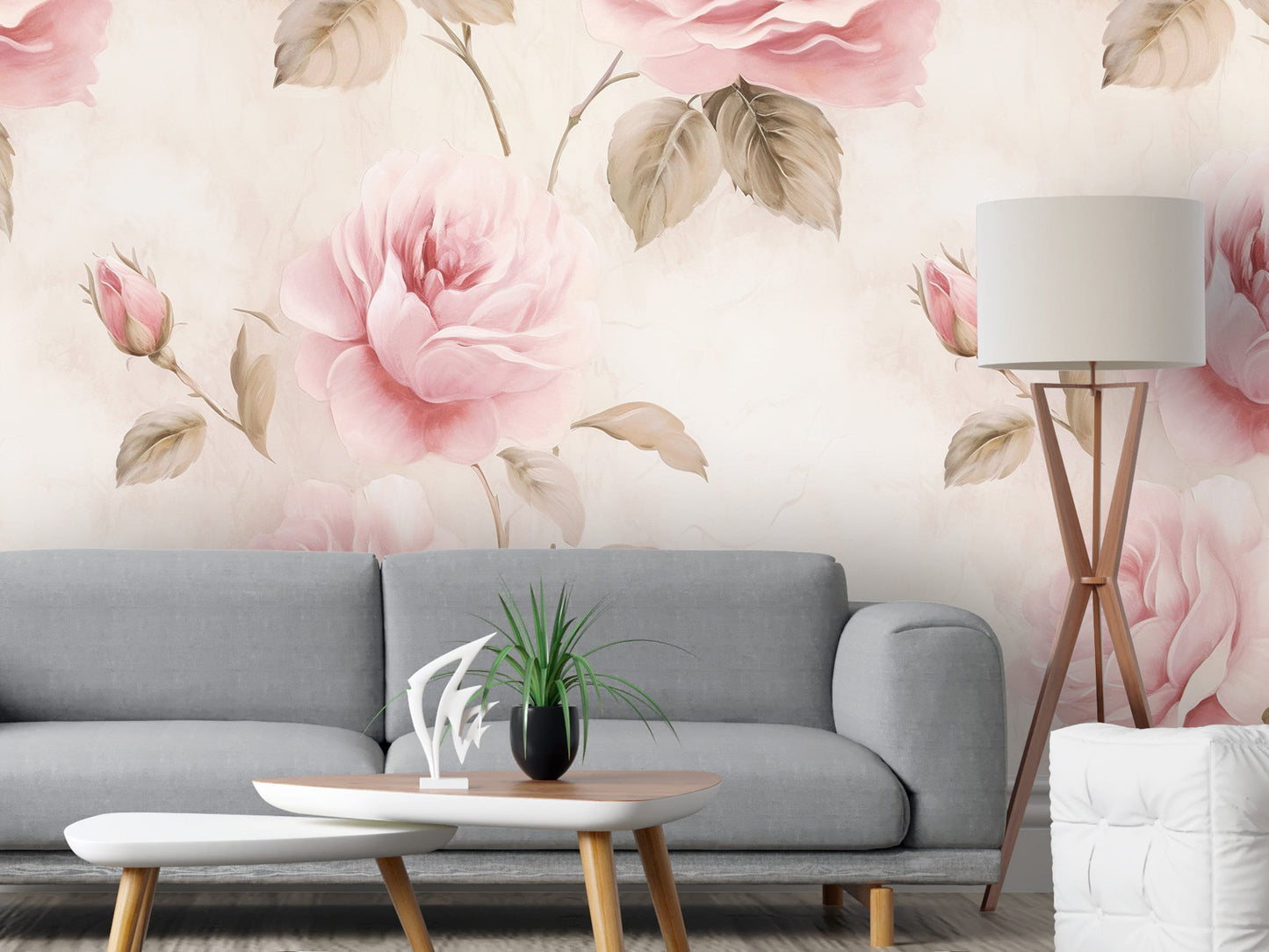 Removable Wallpaper, Pink Floral Beautiful Flower Design - Peel & Stick, Reusable, Self Adhesive, 26" Panels, Easy Install, Seamless