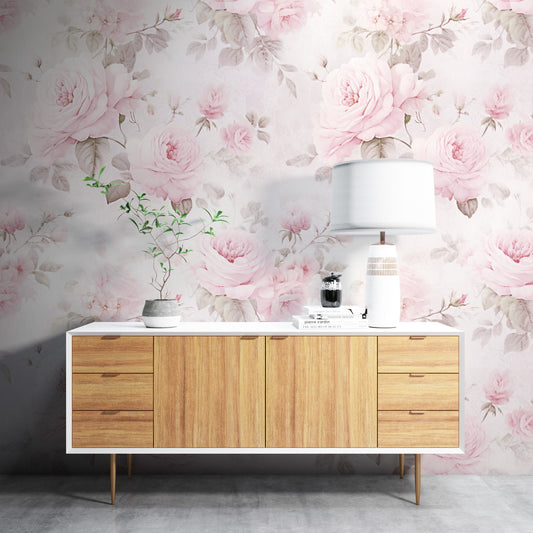 Removable Wallpaper, Floral Pink Beautiful Flower Design - Peel & Stick, Reusable, Self Adhesive, 26" Panels, Easy Install, Seamless