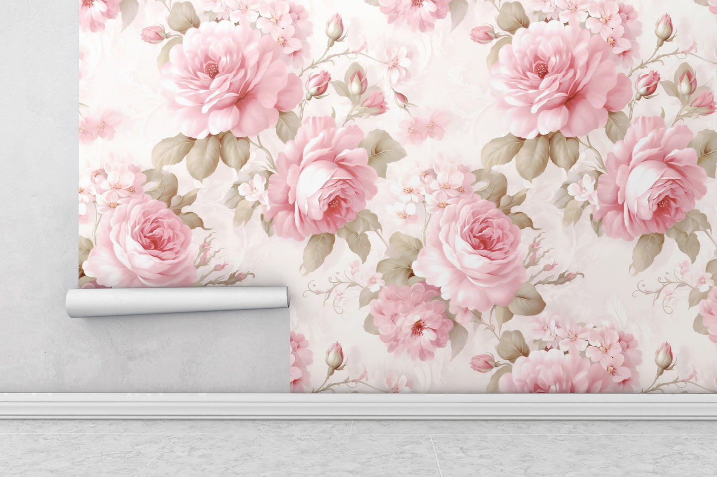 Removable Wallpaper, Floral Pink Cute Flower Design - Peel & Stick, Reusable, Self Adhesive, 26" Panels, Easy Install, Seamless