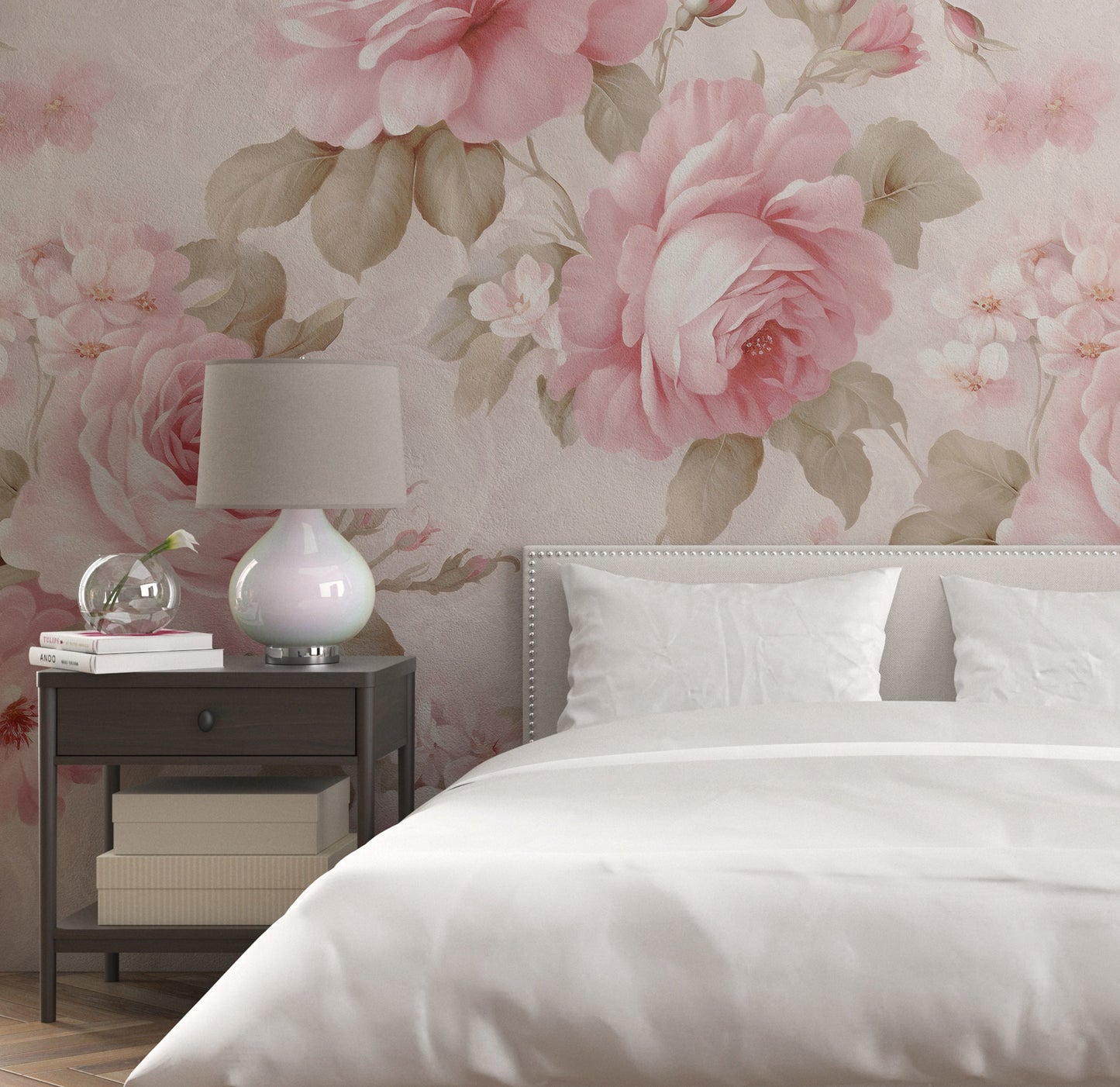 Removable Wallpaper, Floral Pink Cute Flower Design - Peel & Stick, Reusable, Self Adhesive, 26" Panels, Easy Install, Seamless