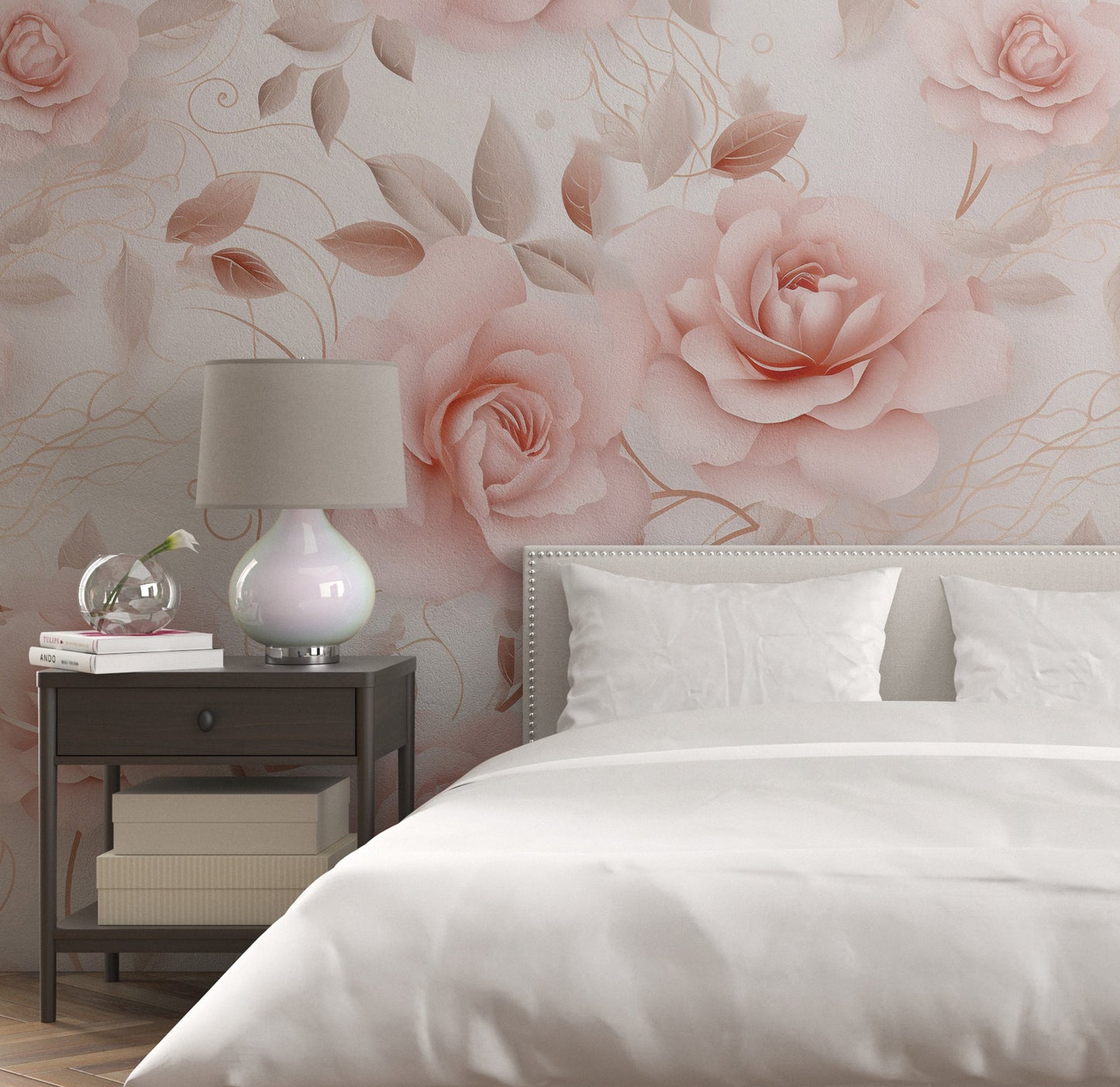 Removable Wallpaper, Flower Design Floral Pink - Peel & Stick, Reusable, Self Adhesive, 26" Panels, Easy Install, Seamless