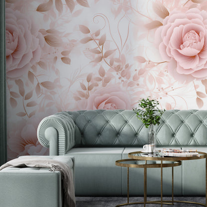 Removable Wallpaper, Flower Design Pink Floral - Peel & Stick, Reusable, Self Adhesive, 26" Panels, Easy Install, Seamless